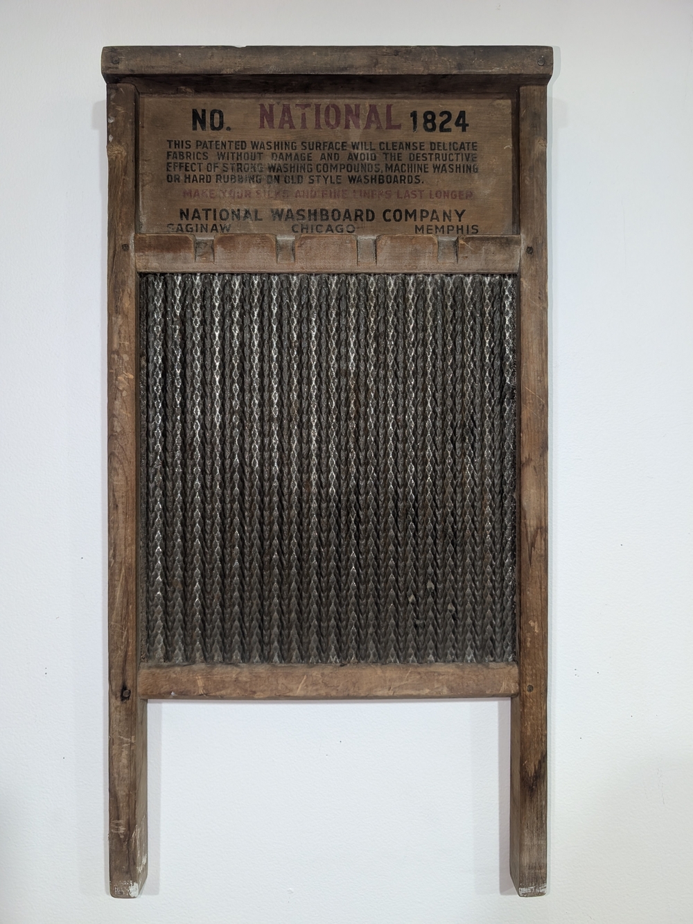 Vintage National Washboard Company No. 1824 Rustic Wooden Home Laundry Decor